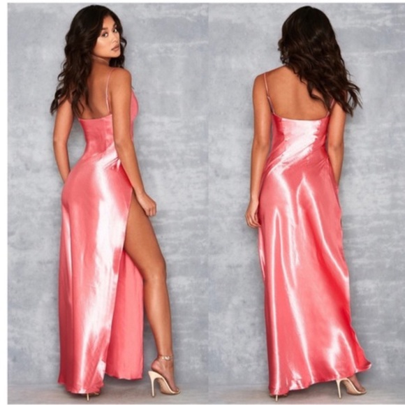 GUC Mistress Rocks Pink Satin Maxi with High Slit Size XS - Picture 2 of 10